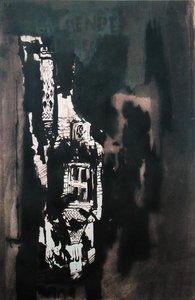 嵐の光の中の塔（紙にペンとインクで洗う） 作： Victor Hugo
